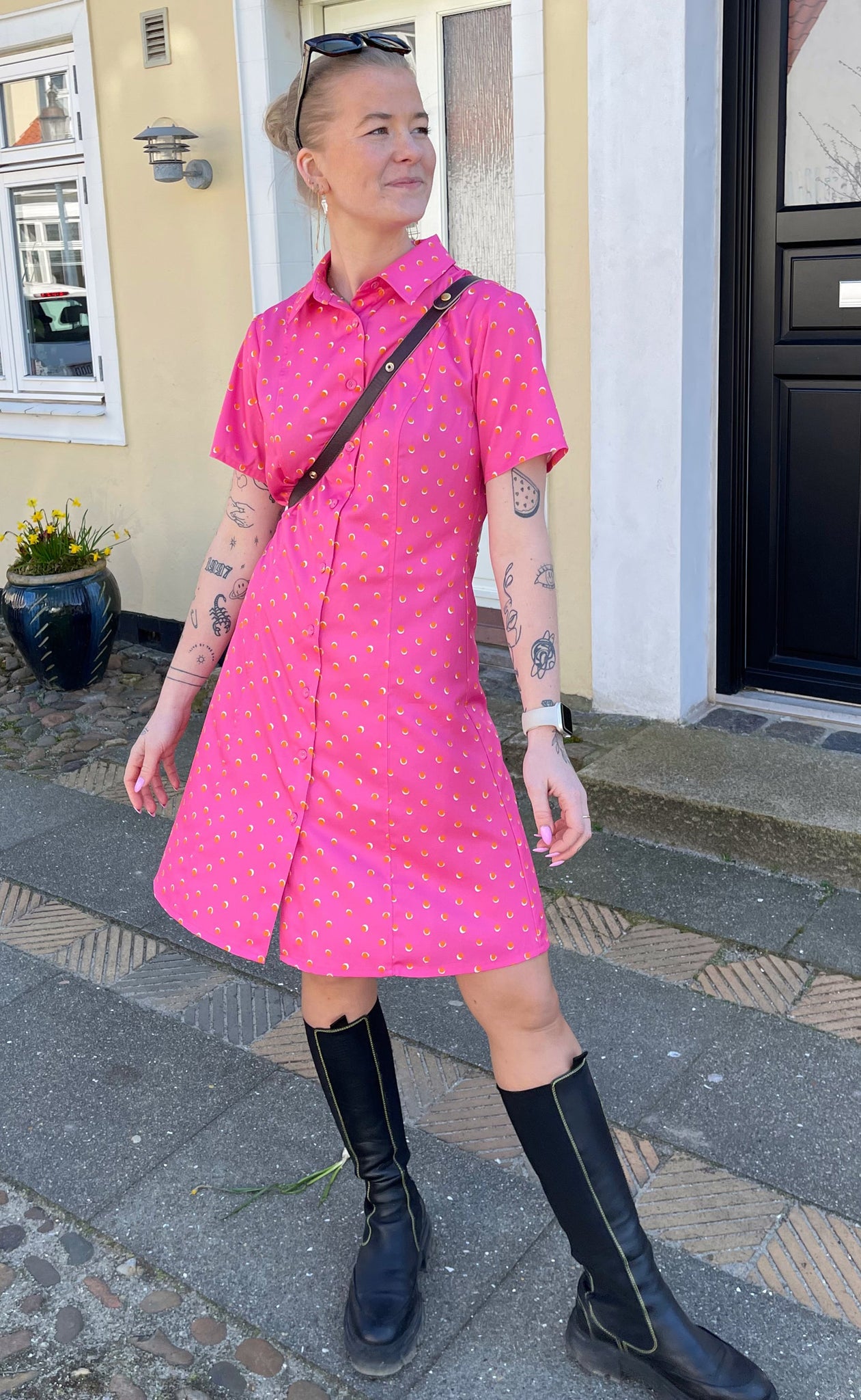 Kjole Macy Pink Orange Dots Fra Mulieres - 5738539024338