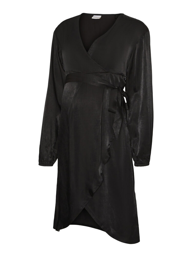 Mirabel Langærmet Kjole Black S Fra Mamalicious - 5715420112183