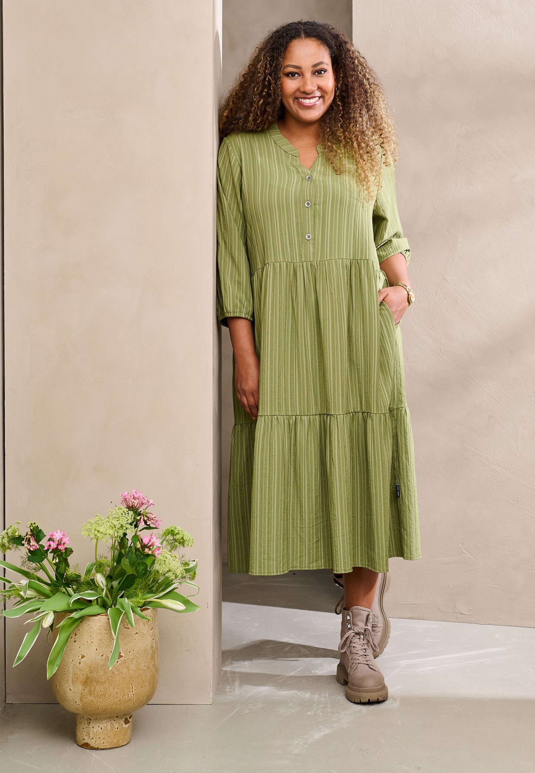 Kjole Pnfallula Khaki Green 3xl 54 56 Fra Pont Neuf - 5715236600393