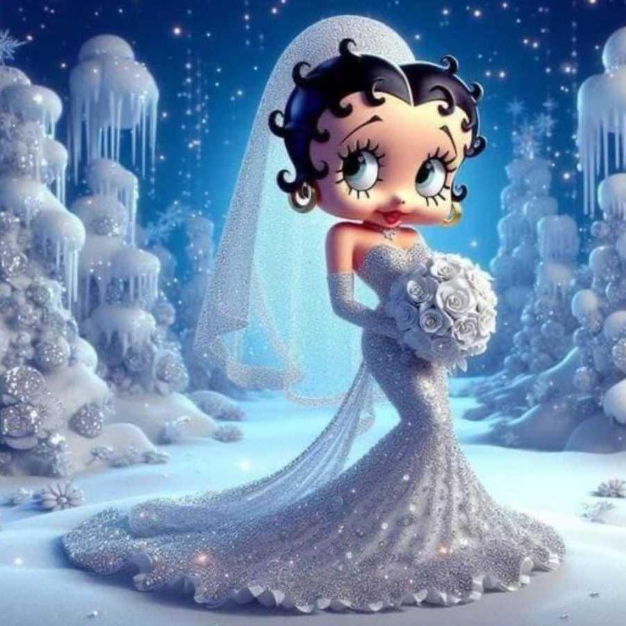 Betty Boop Med Blå Kjole Premium Diamond Paint