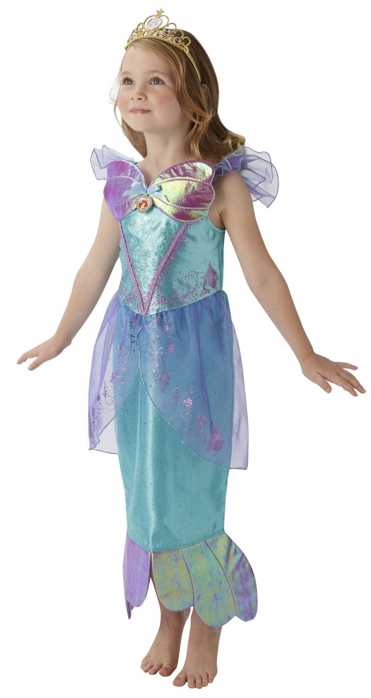 Disney Prinsesse Ariel Deluxe Kjole Udklædningstøj 3 9 år Str 104 S Fra Rubie&apos;s - 883028298020