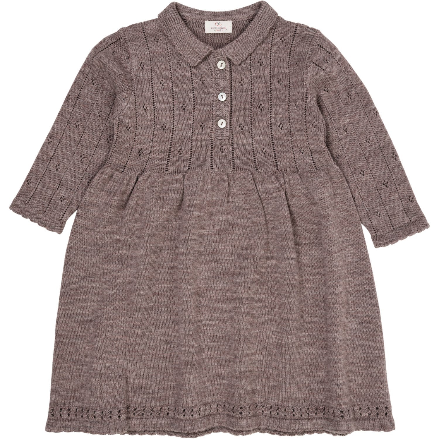 Copenhagen Colors Natural Melange Merino Pointelle Kjole M Krave Str 104 Fra Copenhagen Colors - 5740026336879