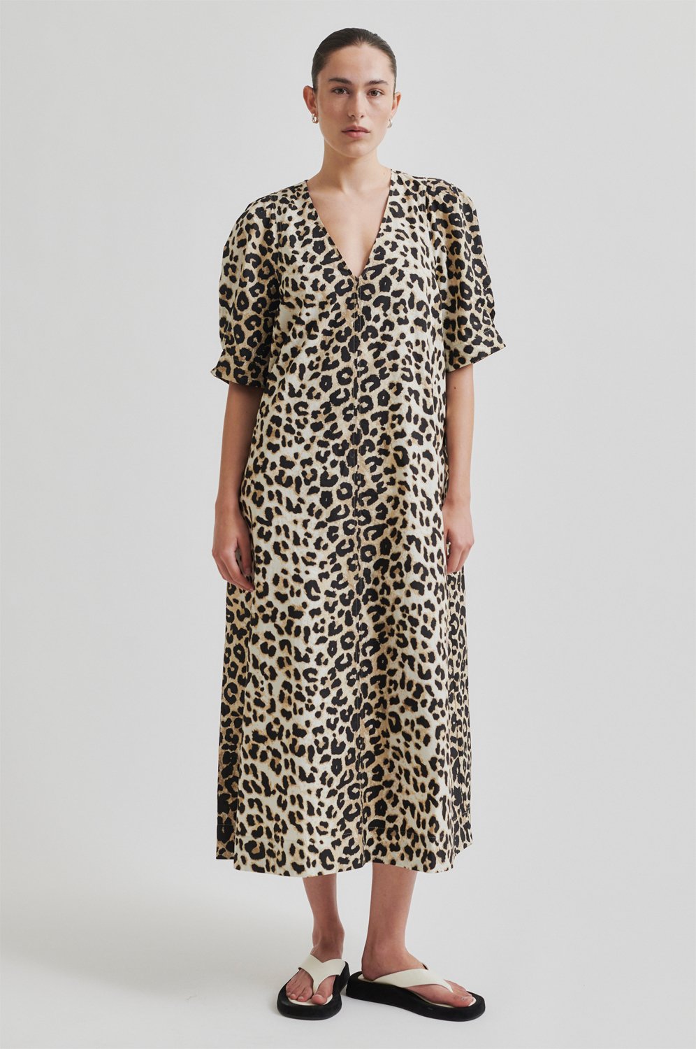 Leoa Poplin Leopard Maxi Kjole Fra Second Female - 5715409316045