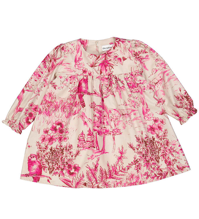 Kjole Beige M Pink Print Fra Christina Rohde - 5712692148230