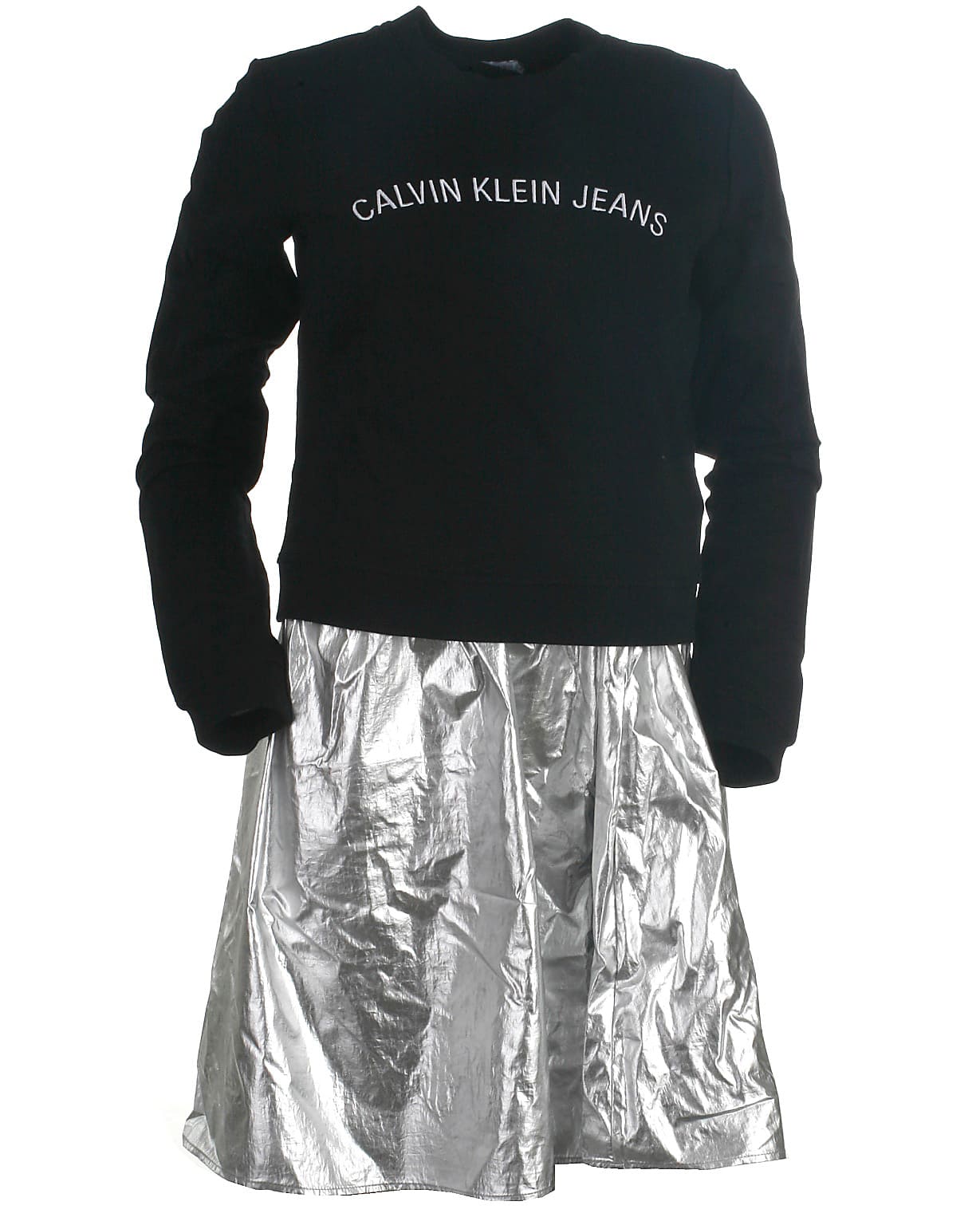 Calvin Klein Sweat Kjole Silver Sort 164 14år Fra Umame