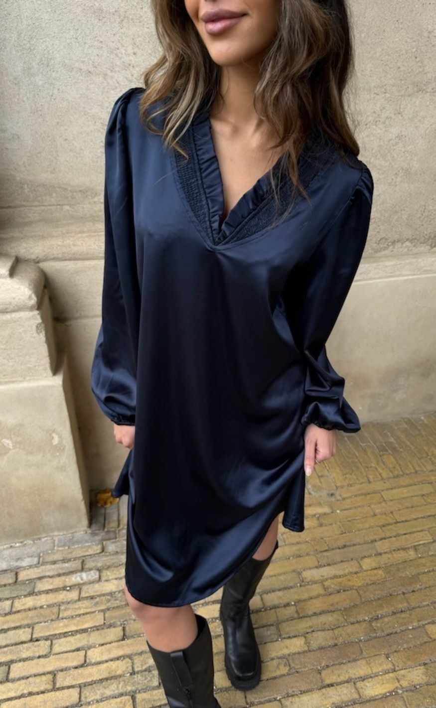 Continue Kjole Pauline Navy Blue Fra Continue - 5714015326523