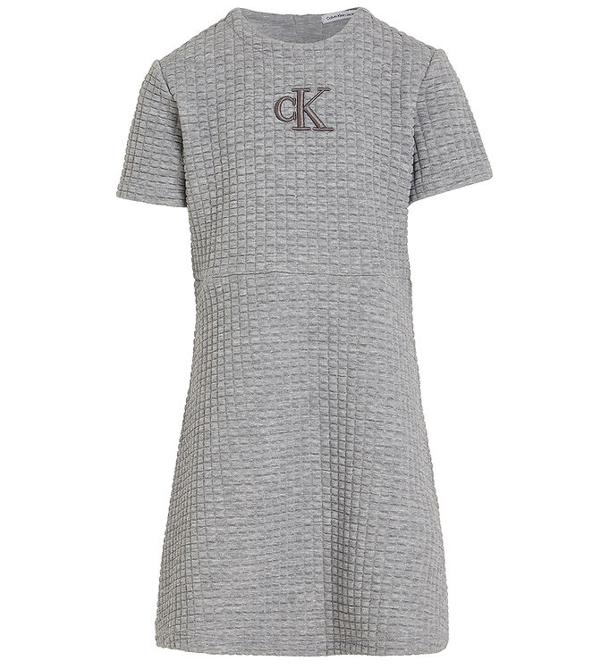 Kjole Jacquard Quilted Light Grey Heather Fra Calvin Klein - 8720639125371