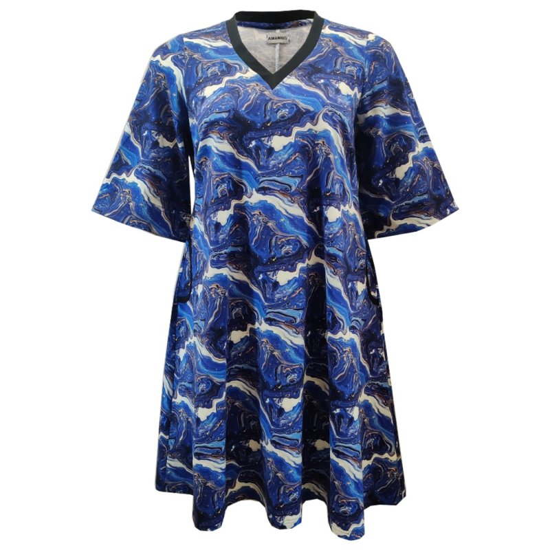 Plus Size Kjole - Tulla Blue Marble