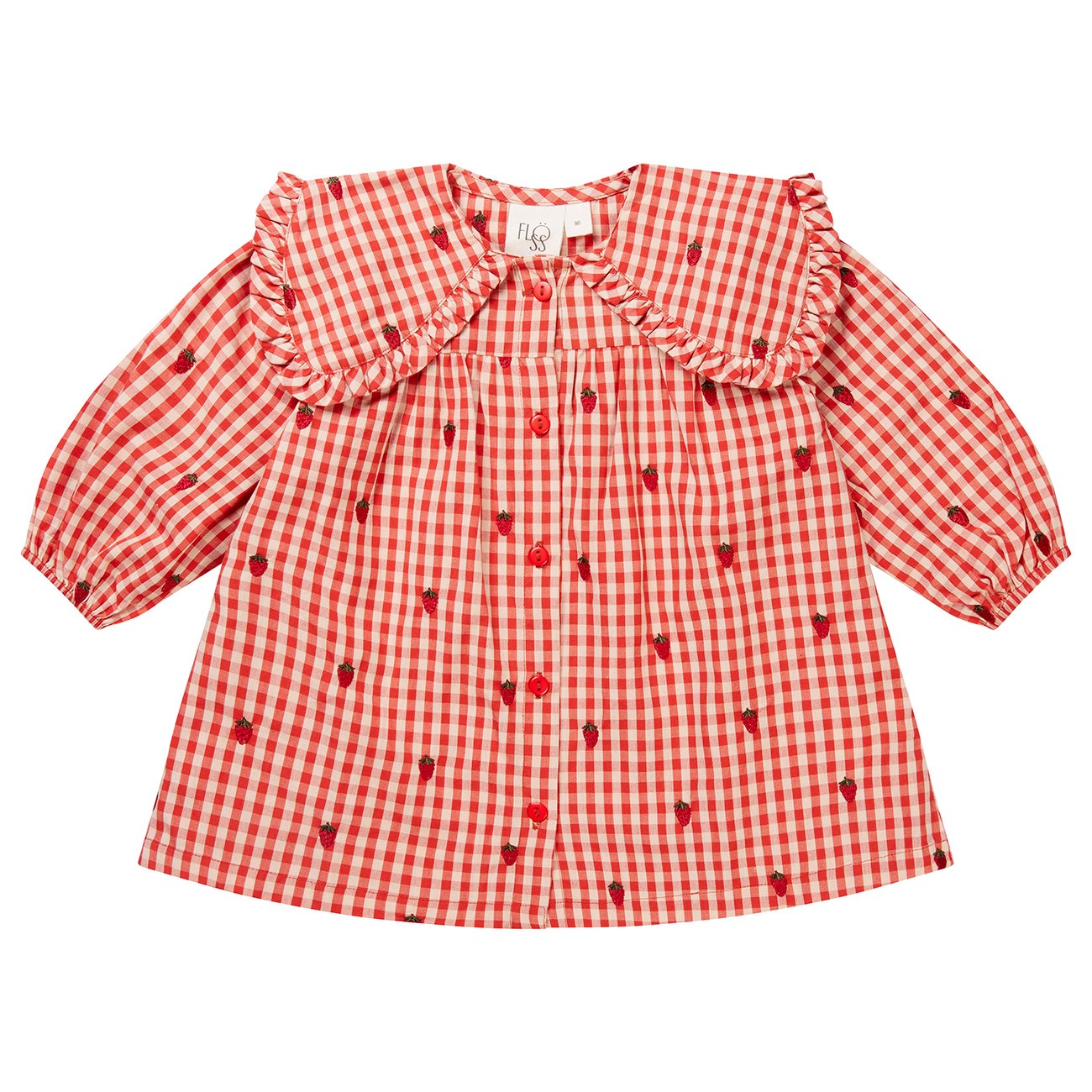 Berry Gingham Molly Ls Kjole Str 18 Mdr 86 Fra Flöss - 5744001132814