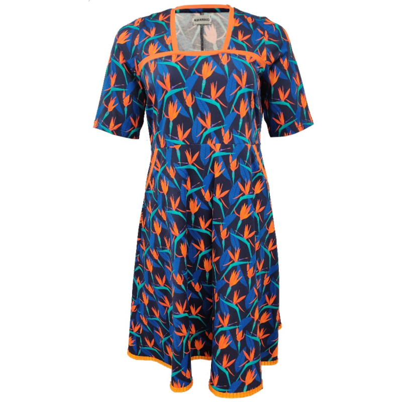 Plus Size Kjole - Genkei Blue Leaf