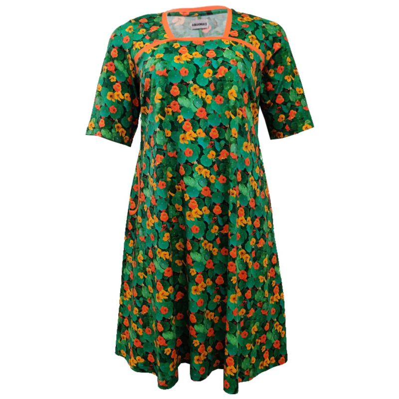 Plus Size Kjole - Tokyo Orange Flower