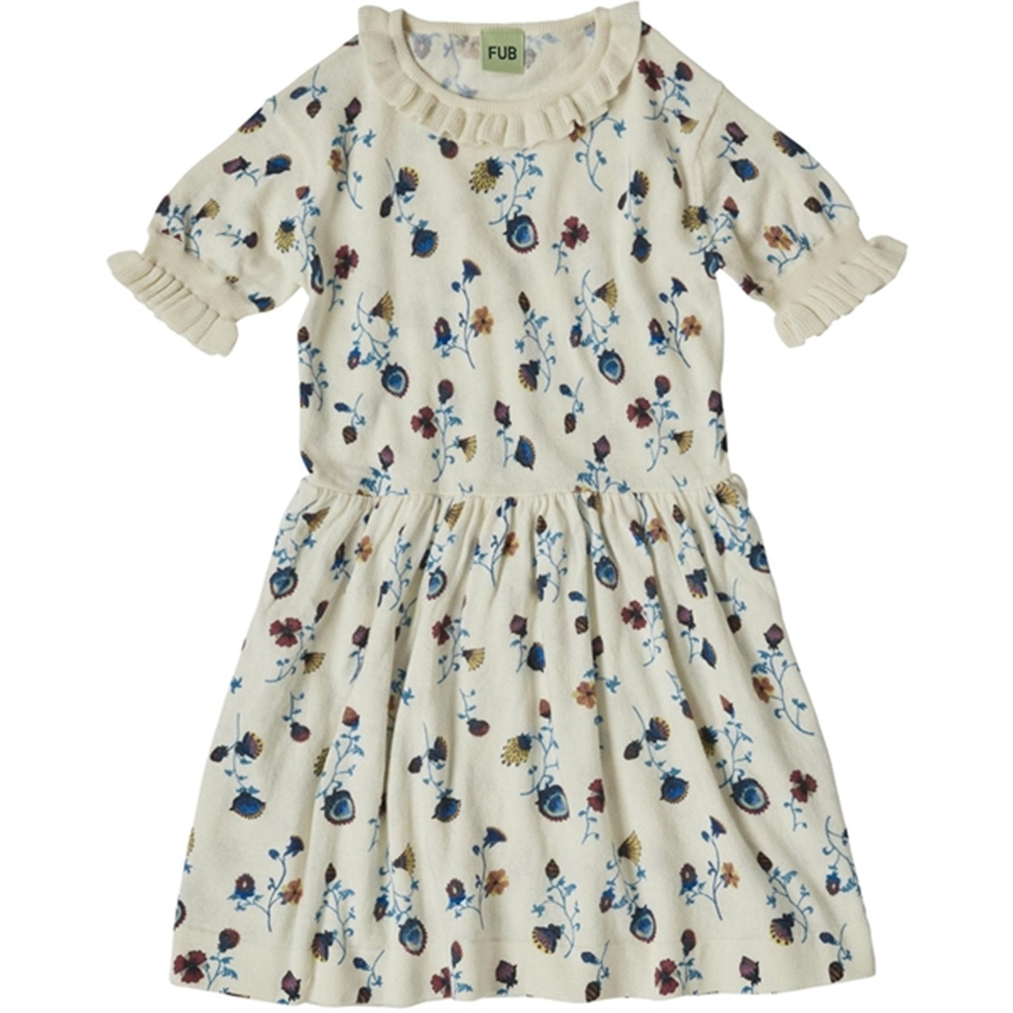 Ecru Flower Printed Kjole Str 90 Fra Fub - 5712199304238