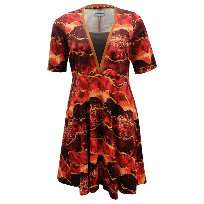 Plus Size Kjole - Ama Red Hot Lava