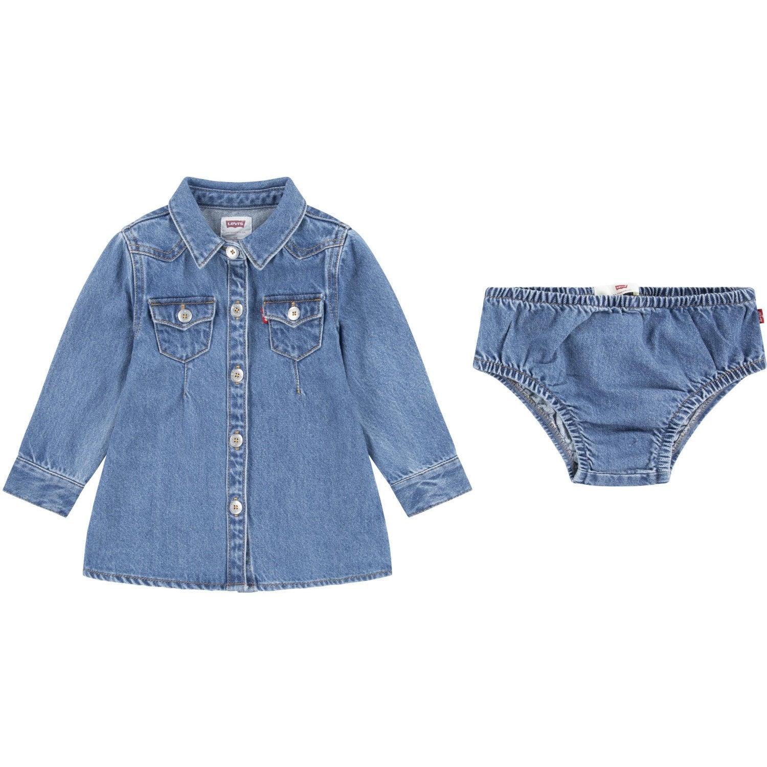 Blue Western Denim Kjole Str 18 Mdr Fra Levi&apos;s - 3666643120078
